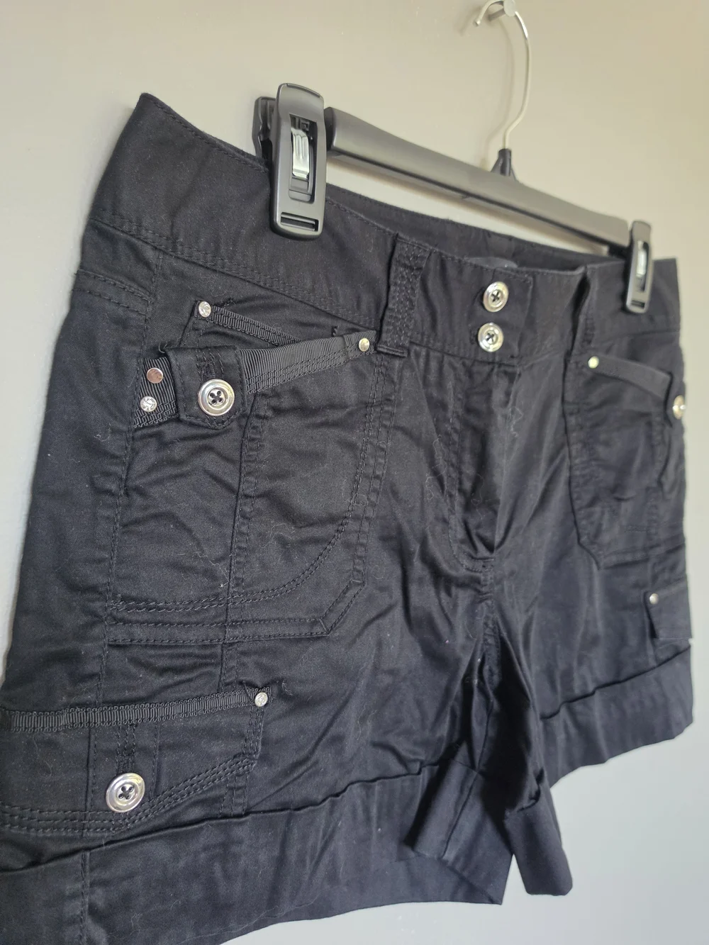 White House Black Market Black Button-Accent Shorts